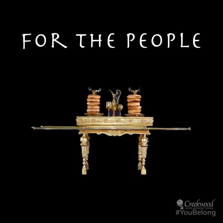 Hebrew table with bread on a black background with "For The People" text