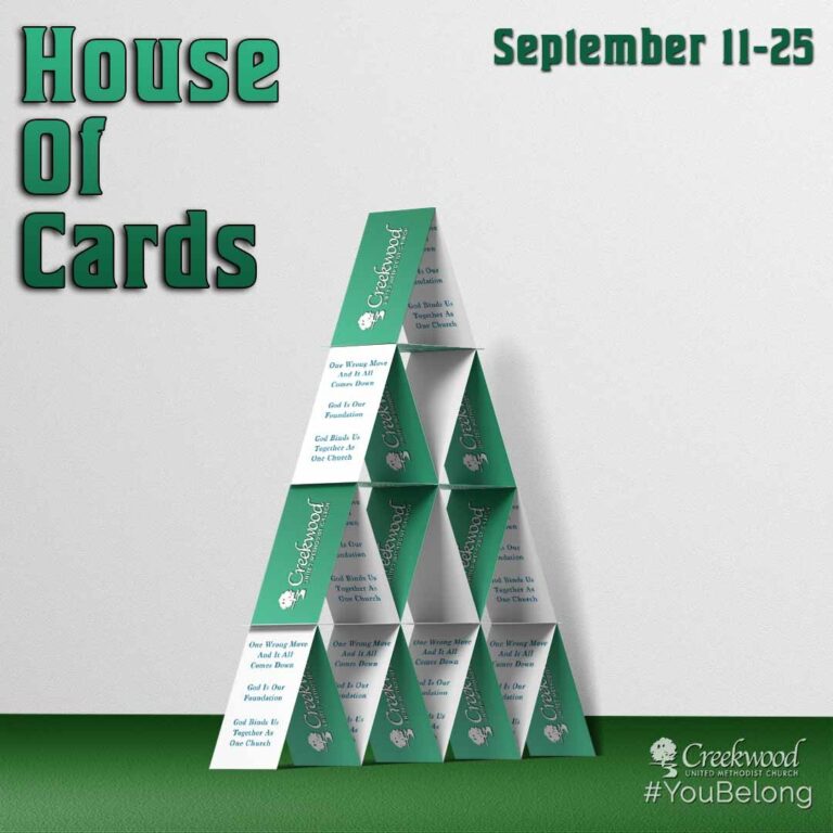 house of cards with church logo on them