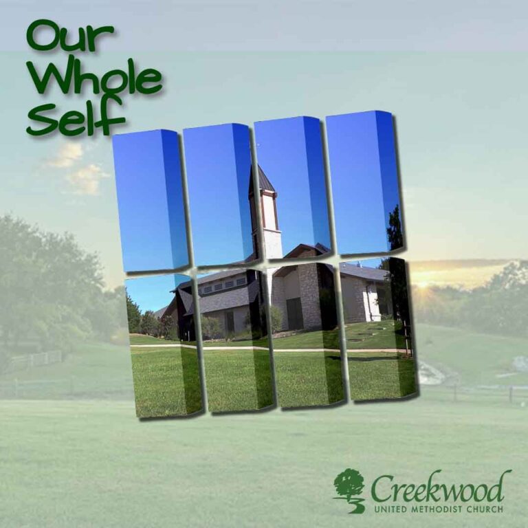 church in pieces over landscape