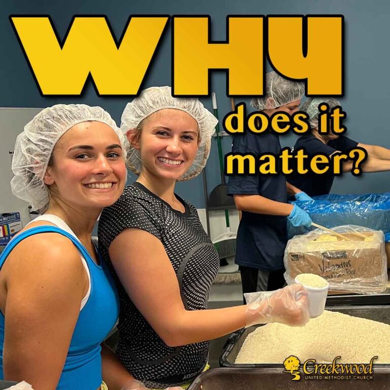 Why Does It Matter. People working preparing food with text overlay
